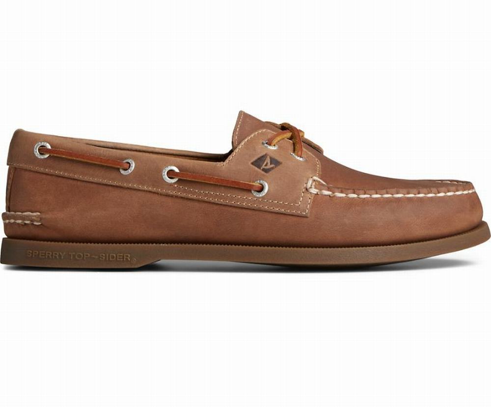 Sperry Authentic Original Cross Kanten Collegiate Bootschoenen Heren Bruin | 563RBEGLZ