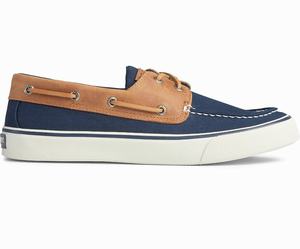 Sperry Bahama II Leren Collar Sneakers Heren Donkerblauw / Donkerbruin | 935UFVKCN