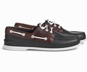 Sperry Cloud Authentic Original 3-Eye Leren Bootschoenen Heren Zwart / Gekleurd | 632CSKYFG