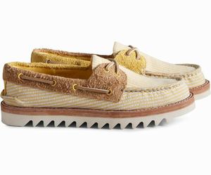 Sperry Cloud Authentic Original Seersucker 2-Eye Bootschoenen Dames Geel | 019TSHAJZ