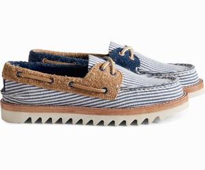 Sperry Cloud Authentic Original Seersucker 2-Eye Bootschoenen Dames Donkerblauw | 741CHEDUR