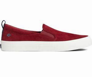 Sperry Crest Twin Gore Brushed Canvas Sneakers Dames Donkerrood | 180CGDBOM