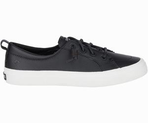 Sperry Crest Vibe Leren Sneakers Dames Zwart | 385UBOZFQ