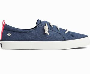 Sperry Crest Vibe Washed Twill Sneakers Dames Donkerblauw | 971AIJQBD