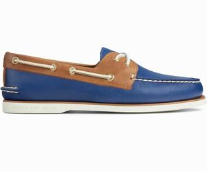 Sperry Gold Cup Authentic Original Cross Kanten Bootschoenen Heren Blauw / Bruin | 570ANRZGC