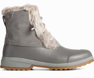 Sperry Maritime Repel Suede Snowboots Dames Grijs | 908UIHZJD