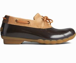 Sperry Saltwater 1-Eye Leren Regenlaarzen Dames Bruin / Bruin | 918LZPIHQ