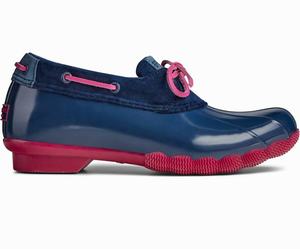 Sperry Saltwater 1-Eye Regenlaarzen Dames Donkerblauw / Roze | 013FJGDHW