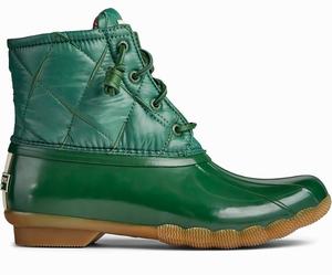 Sperry Saltwater Nylon Quilted Regenlaarzen Dames Groen | 235MYTSZD