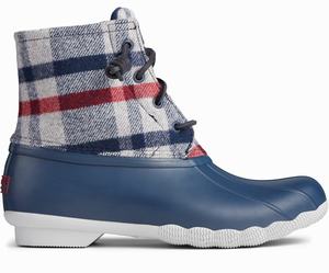 Sperry Saltwater Wool Plaid Regenlaarzen Dames Gekleurd / Donkerblauw | 168NIPASL