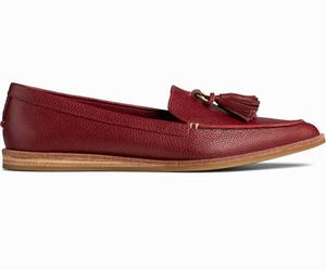 Sperry Saybrook Slip On Tumbled Leren Loafers Dames Donkerrood | 362JXNGDZ