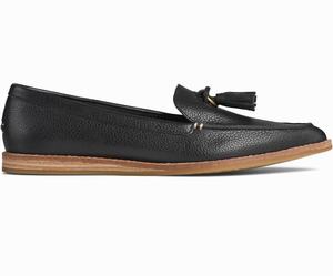 Sperry Saybrook Slip On Tumbled Leren Loafers Dames Zwart | 726LIVRQG