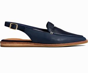 Sperry Saybrook Tumbled Leren Slingback Mules Dames Donkerblauw | 853ASKLXJ