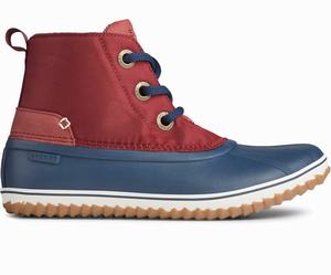 Sperry Schooner 3-Eye Nylon Regenlaarzen Dames Rood / Donkerblauw | 367QPLDFN