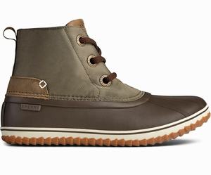 Sperry Schooner 3-Eye Nylon Regenlaarzen Dames Olijfgroen / Bruin | 863RYDAHC