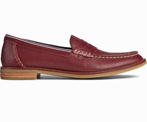 Sperry Seaport Penny Tumbled Leren Loafers Dames Rood | 834MVCQNP