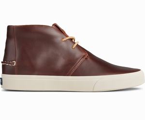 Sperry Striper Plushwave Mid Leather Sneaker Heren Dieprood | 735MITEXD