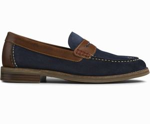 Sperry Topsfield Penny Loafers Heren Donkerblauw / Bruin | 621ZOFAJG