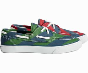 Sperry x Rowing Blazers Cloud Seamate 2-Eye Rugby Stripe Sneakers Dames Rood / Groen | 910XBRCTO